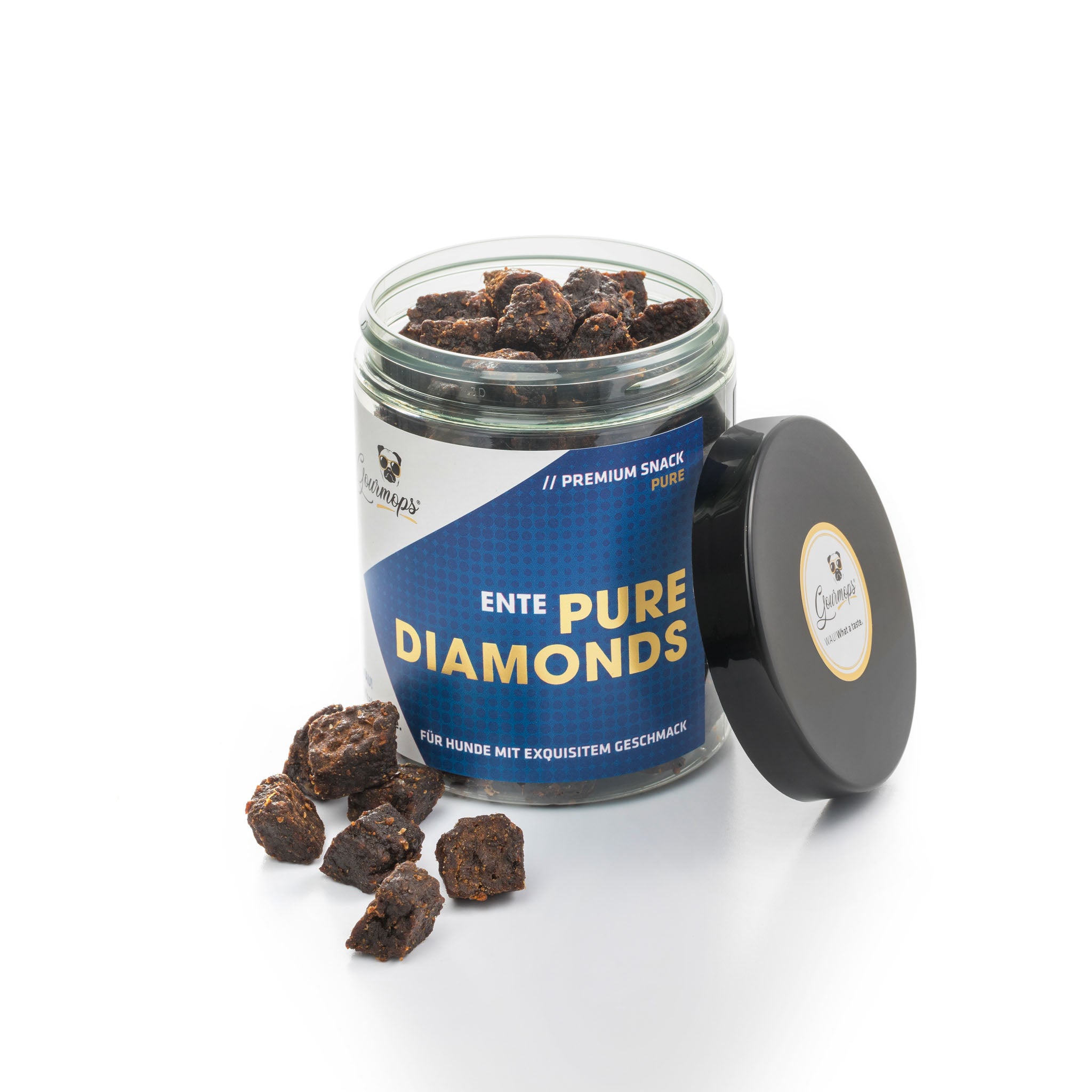 Gourmops Pure Diamonds Ente – schonend getrocknete Hundesnacks in wiederverschließbarer Dose