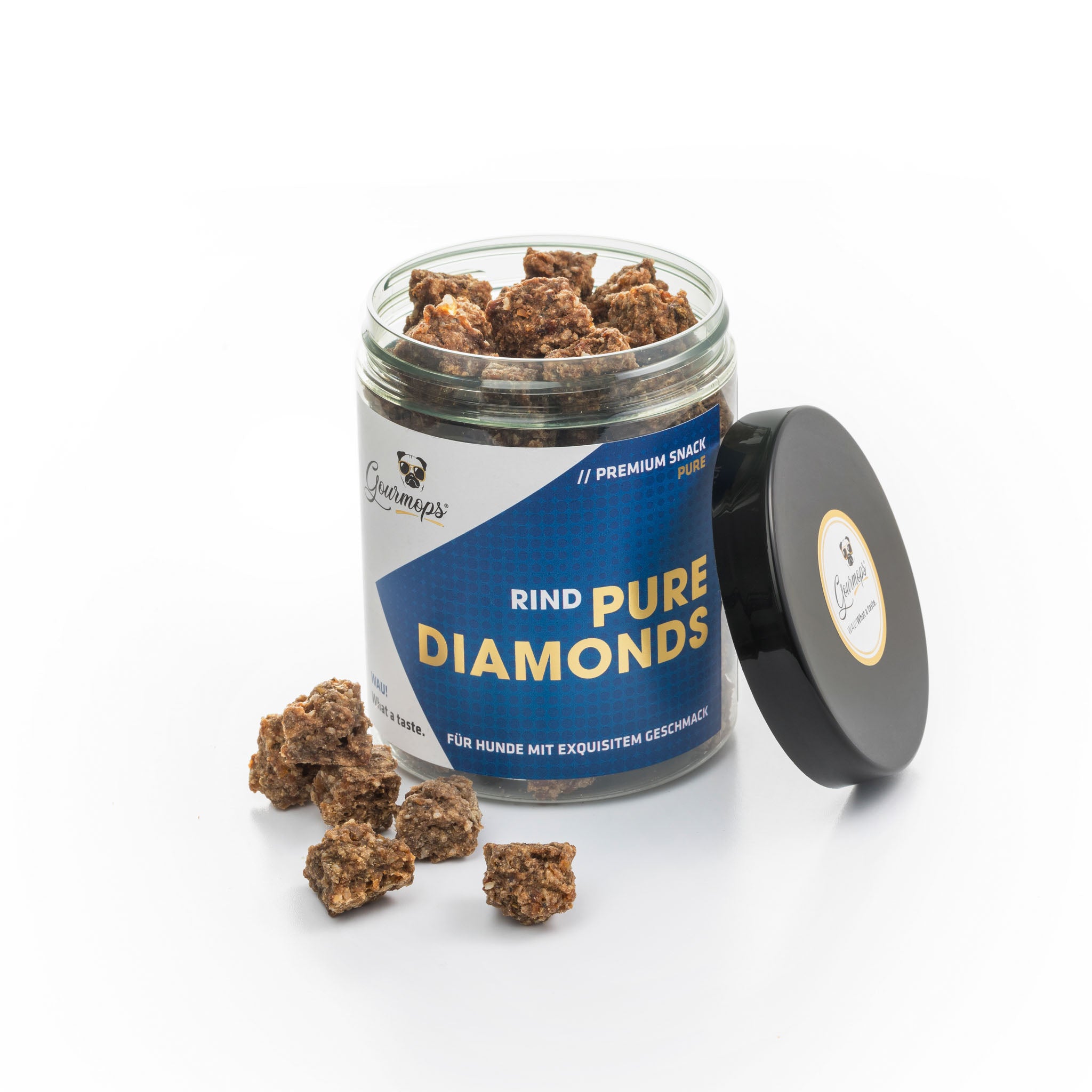 Gourmops Pure Diamonds Rind – schonend getrocknete Hundesnacks in wiederverschließbarer Dose