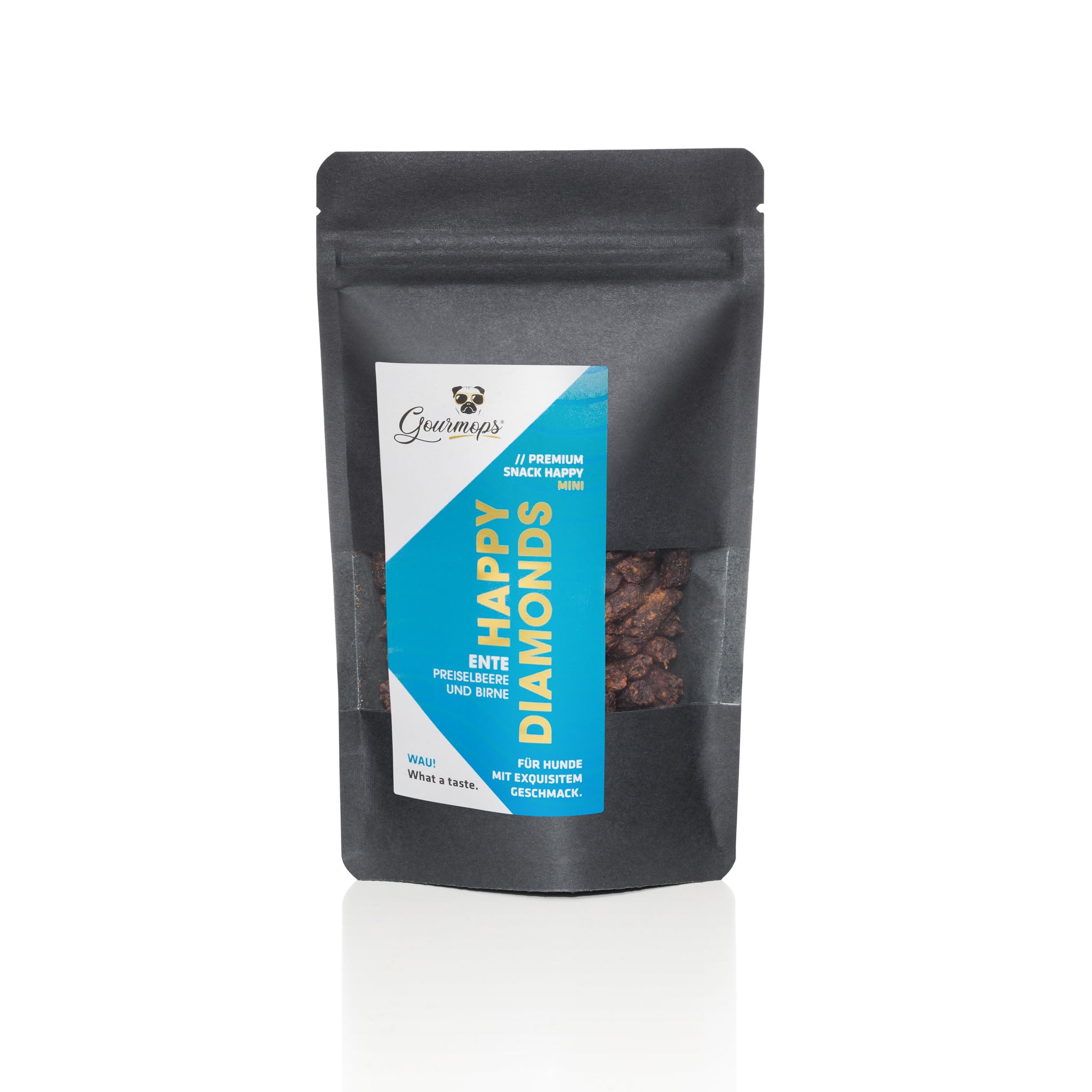 Gourmops Happy Diamonds Mini Snackbeutel – getreidefreie Hundesnacks für kleine Hunde mit Ente
