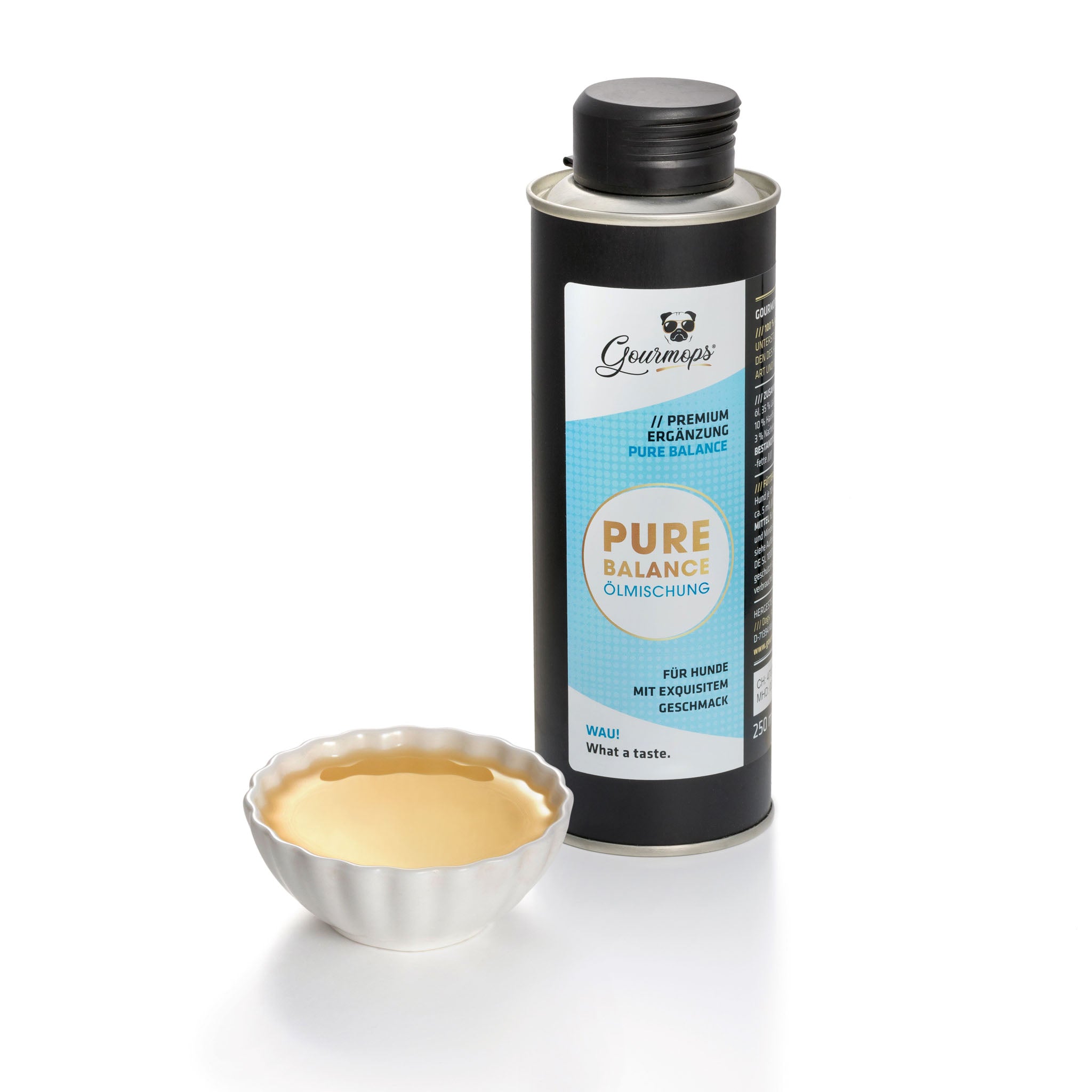 Reichhaltiges Hundeöl von Gourmops – PURE BALANCE mit wertvollen Fettsäuren für Fell & Immunsystem