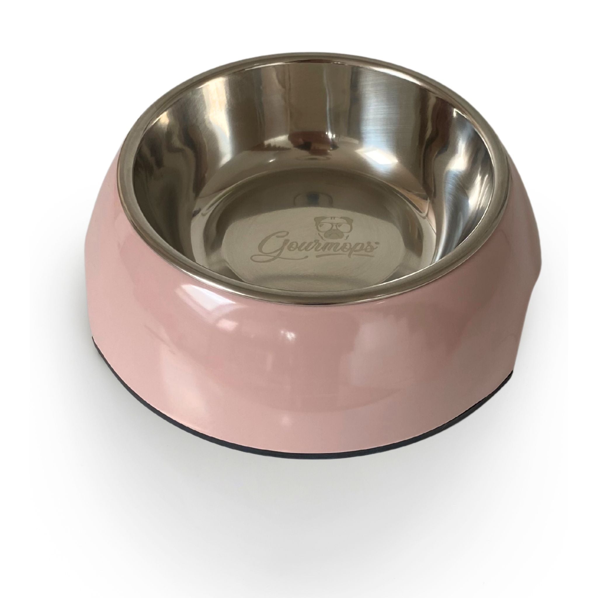 Hochwertiger Hundenapf von Gourmops mit Edelstahl-Innenschale in Rosa
