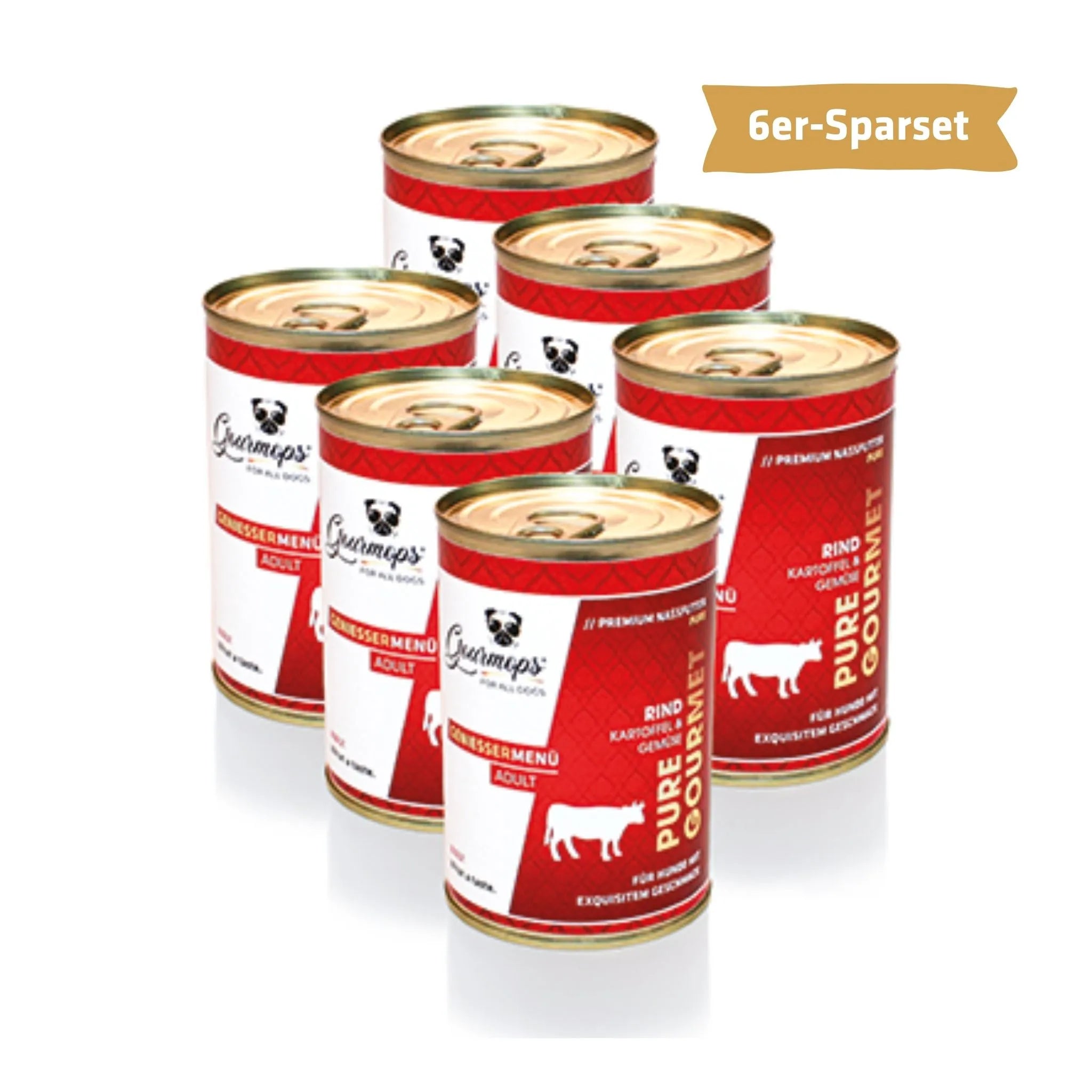 Gourmops Pure Gourmet Nassfutter Raind – Vorratspaket mit 6 Premium-Dosen Hundefutter, getreidefrei im Sparpack
