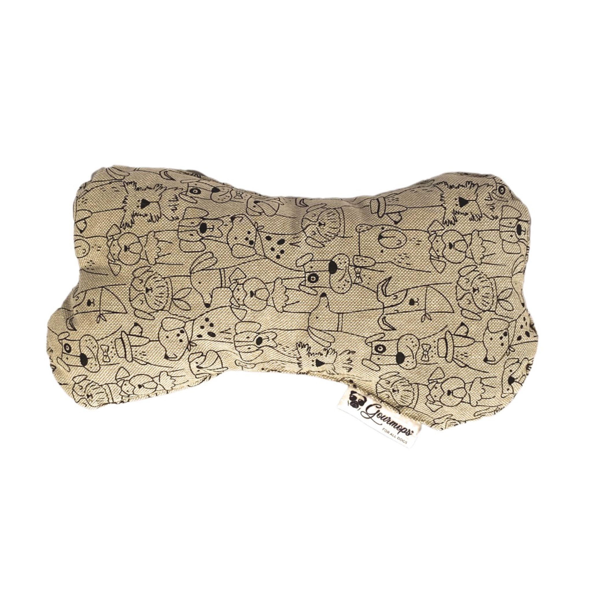Zirbenkissen für Hunde in Knochenform von Gourmops in Schwarz-Weiß Design