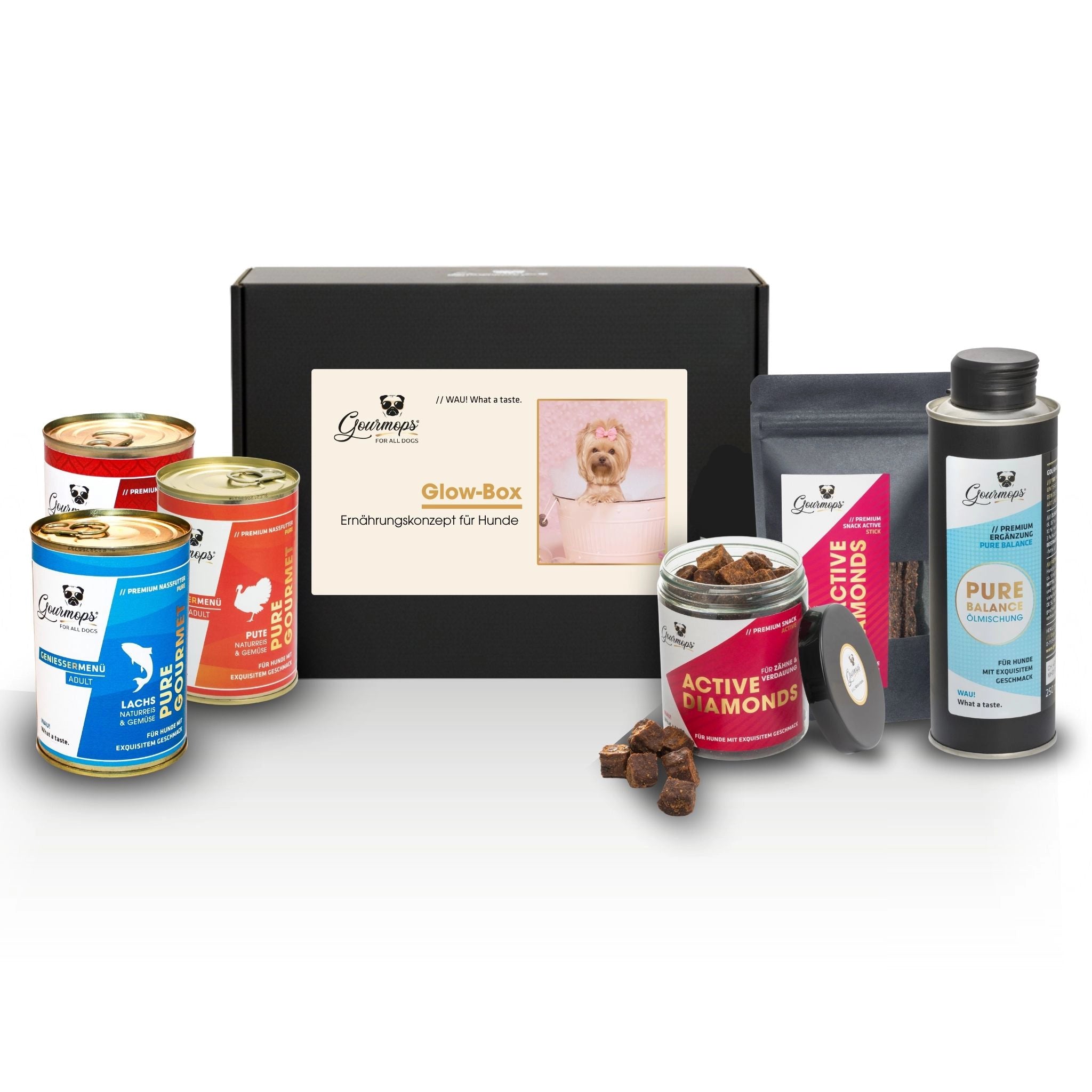 GOURMOPS Glow Box // Premium-Hundefutter für Haut, Fell & Vitalität.