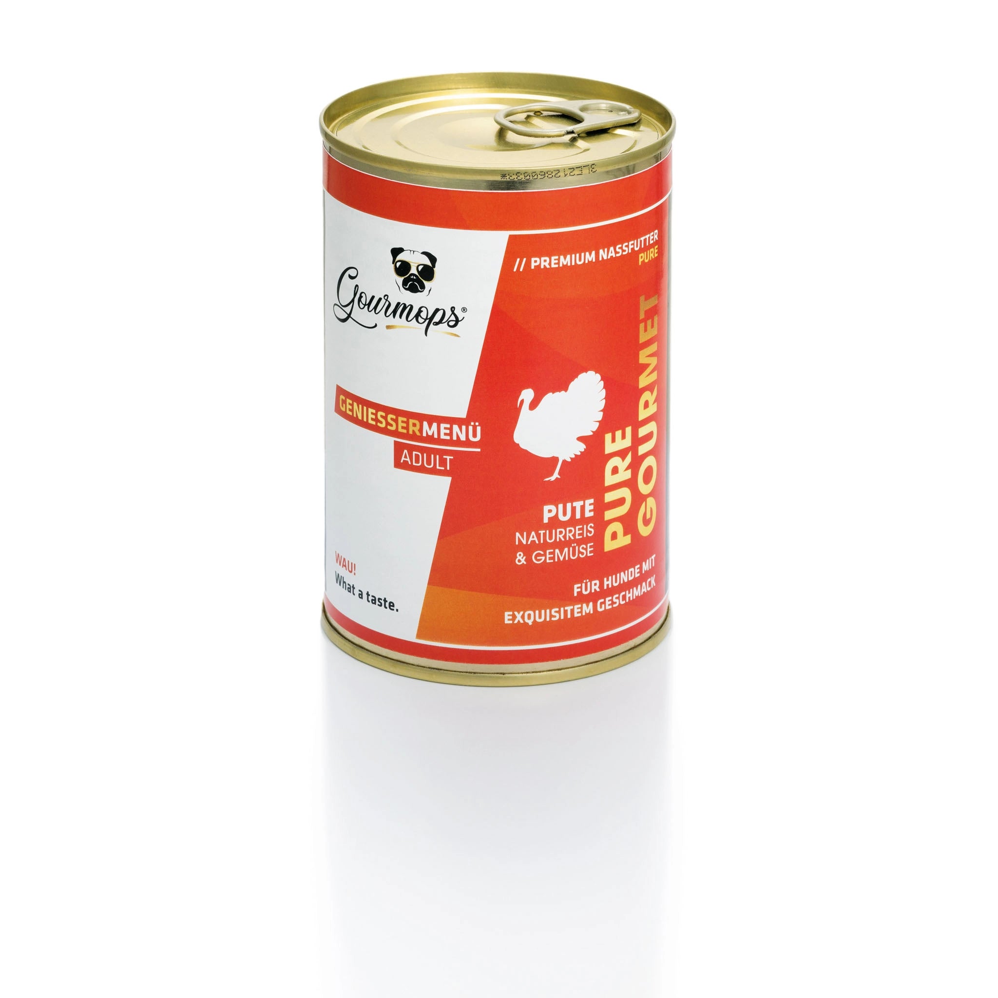 Gourmops Pure Gourmet Nassfutter Pute – geschlossene Premium-Dose Hundefutter, getreidefrei & monoprotein