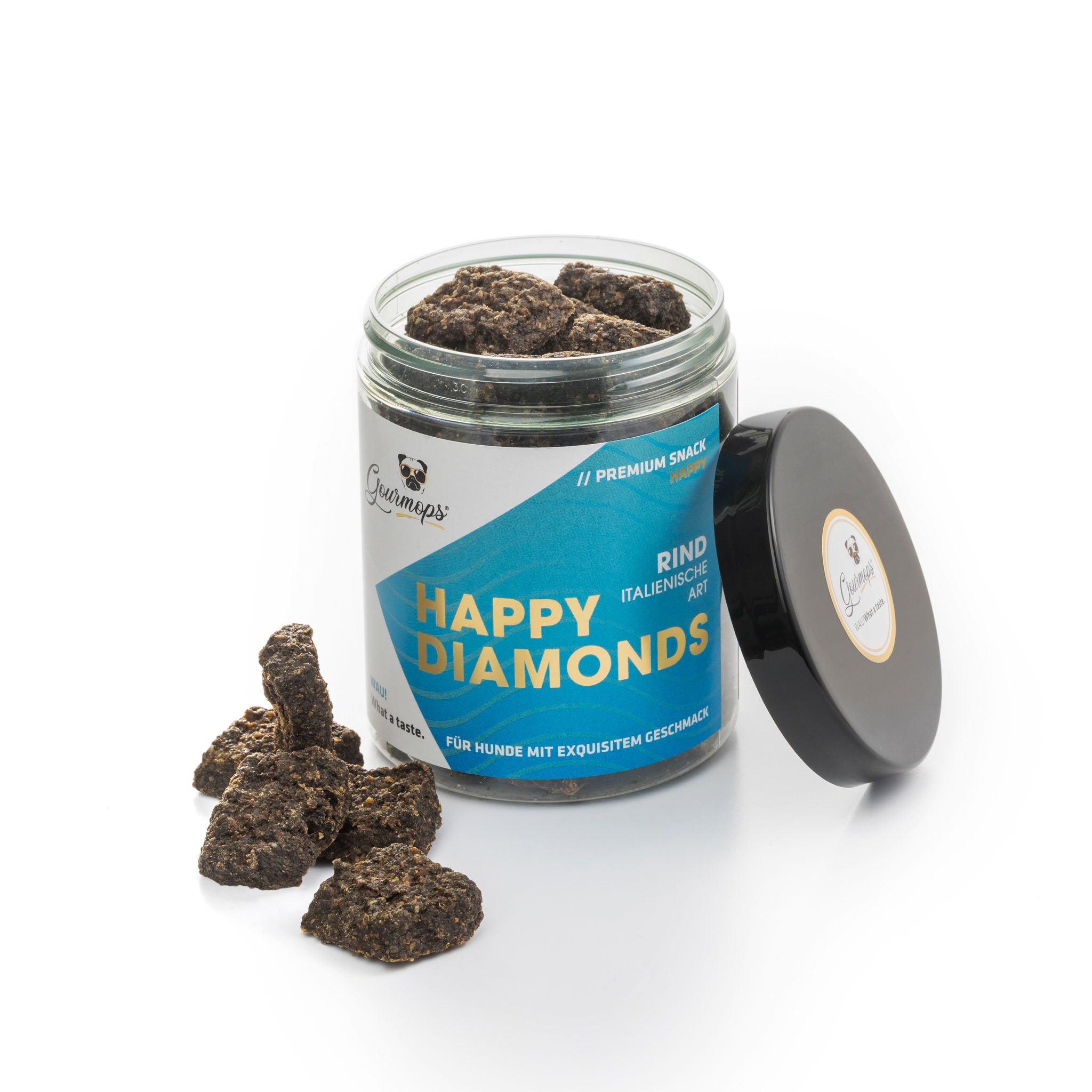 Gourmops Happy Diamonds Rind – schonend getrocknete Hundesnacks für große Hunde in wiederverschließbarer Dose