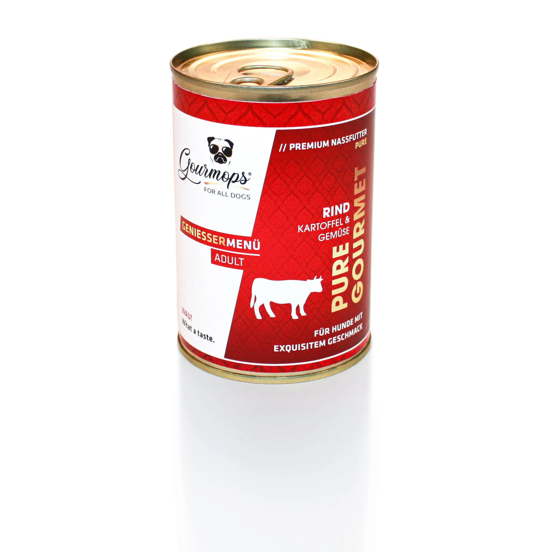 Gourmops Pure Gourmet Nassfutter Rind – geschlossene Premium-Dose Hundefutter, getreidefrei &amp; monoprotein