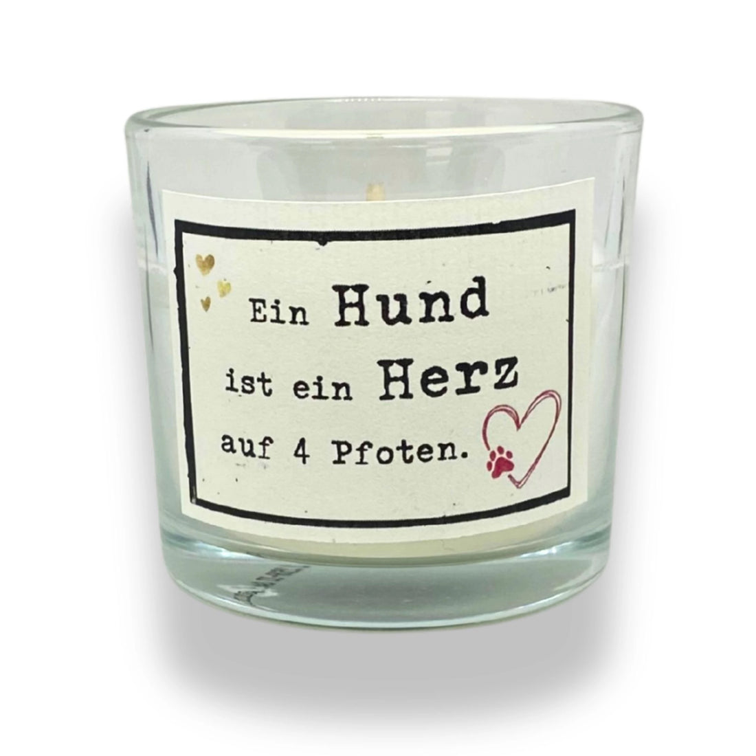 GOURMOPS Duftkerze im Glas mit liebevollem Hundespruch – stilvolle Vanilleduft-Kerze mit Korkdeckel als Untersetzer oder Futterdosen-Deckel – perfekte Geschenkidee für Hundefreunde.