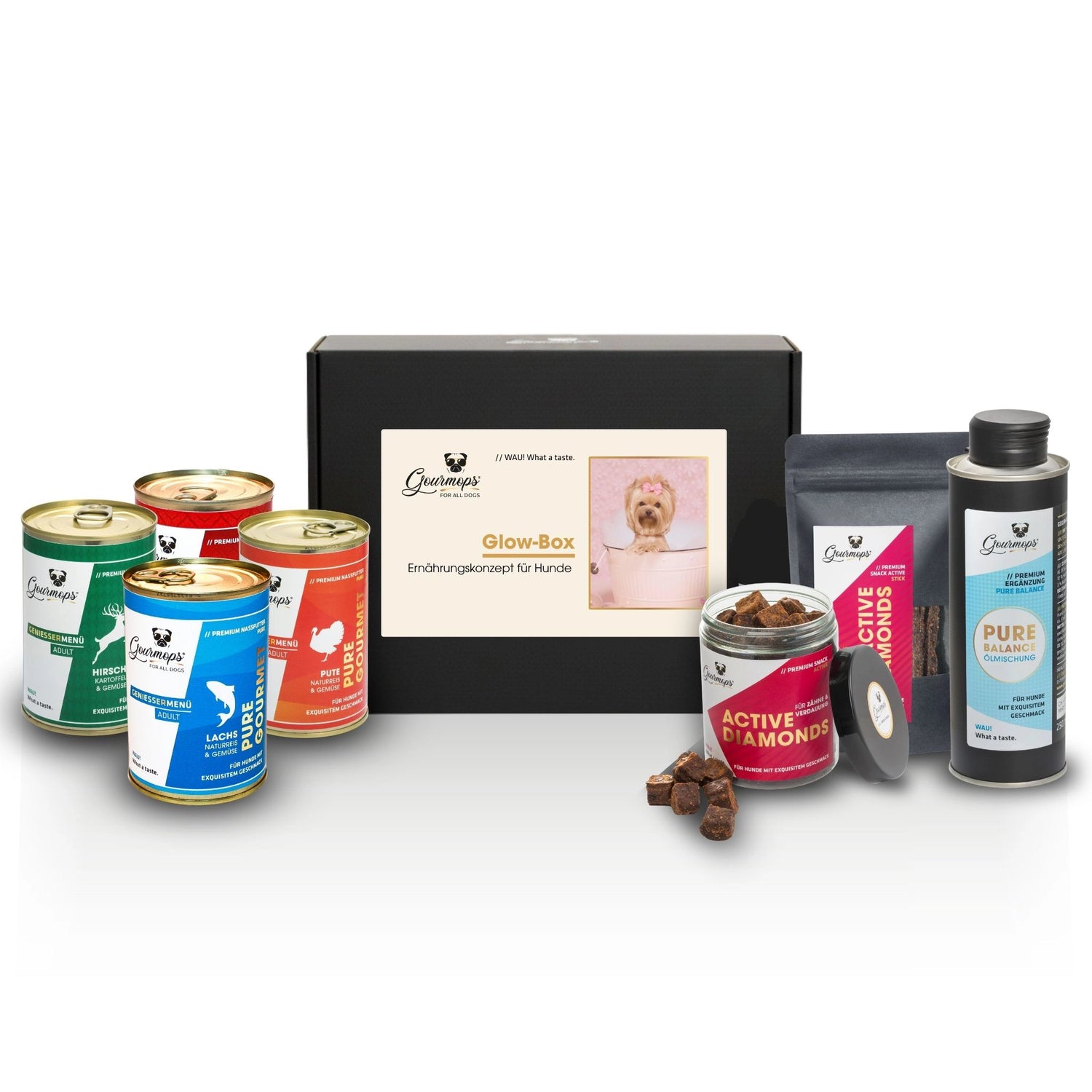 GOURMOPS Glow Box // Premium-Hundefutter für Haut, Fell &amp; Vitalität.