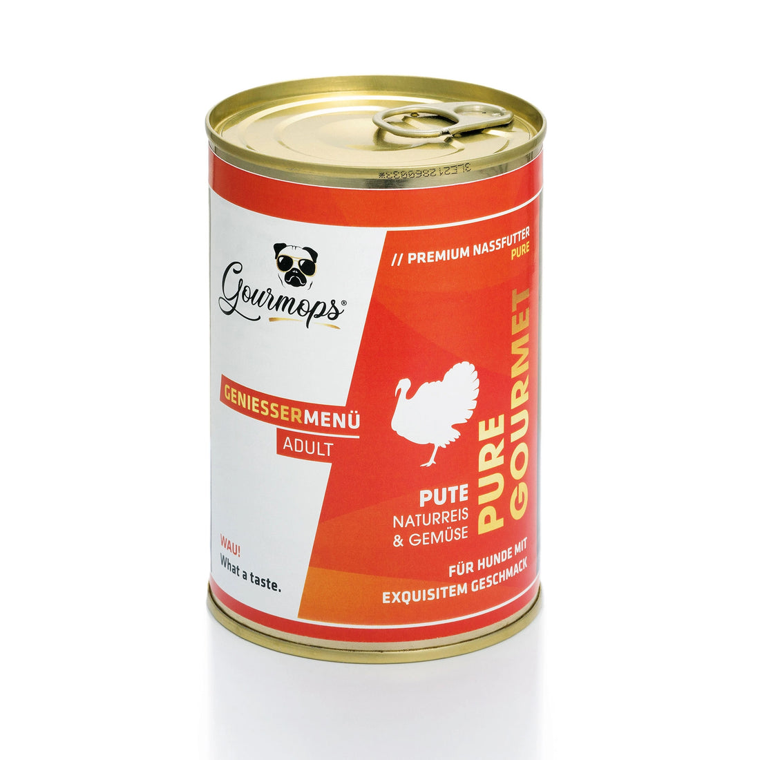 Gourmops Pure Gourmet Nassfutter Pute – geschlossene Premium-Dose Hundefutter, getreidefrei &amp; monoprotein