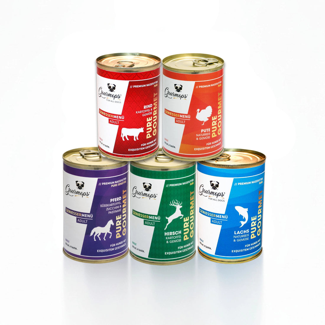 PURE GOURMET Schnupperpaket // Premium-Nassfutter für Hunde (5 x 400g)