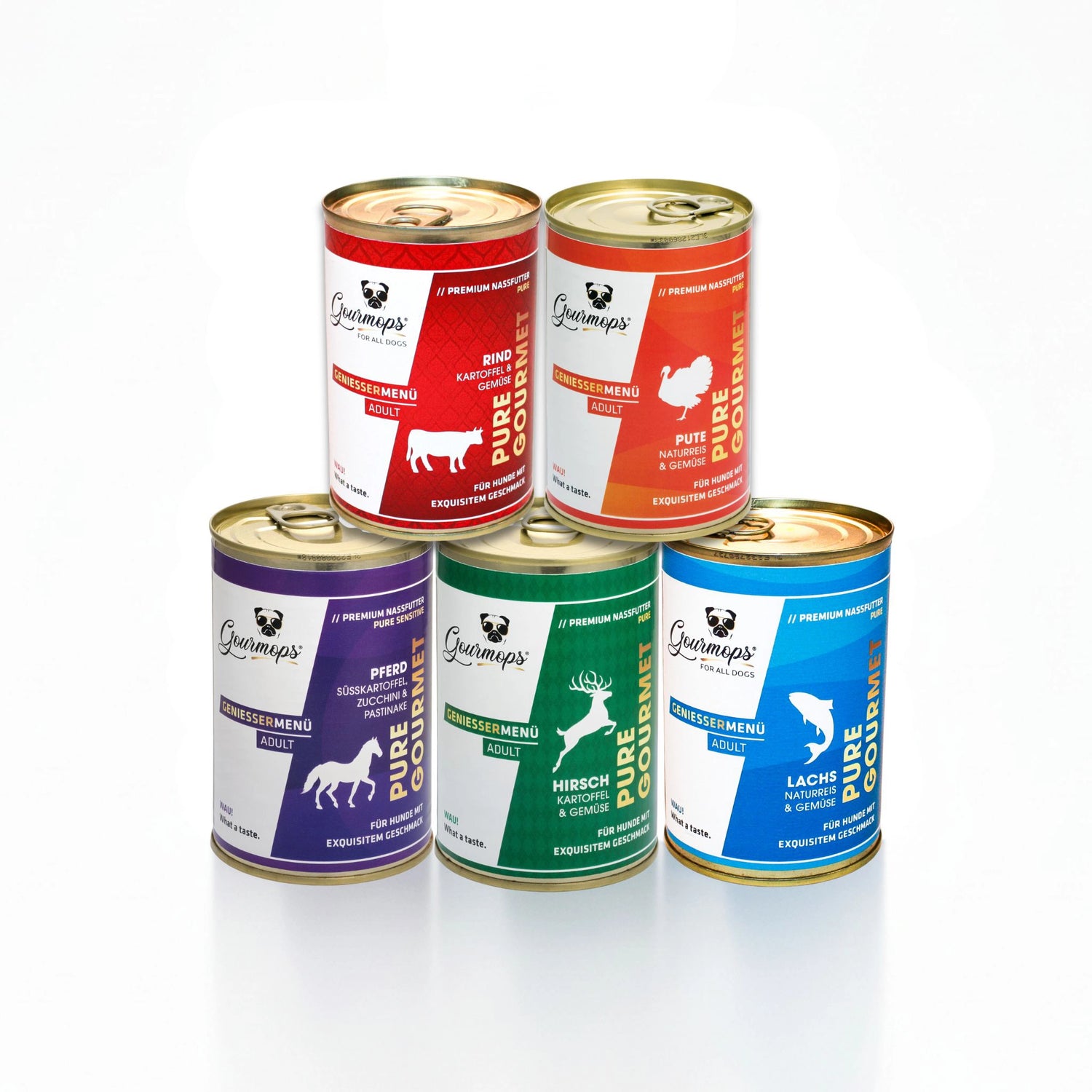 PURE GOURMET Schnupperpaket // Premium-Nassfutter für Hunde (5 x 400g)